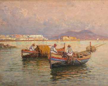 Carelli Giuseppe - Pescatori nel Golfo di Napoli *
